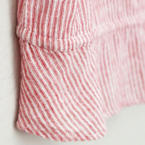 Rails Marti Scarlet Stripe Blouse S Linen Blend V Neck Tie Waist Coastal $158 - Picture 12 of 15